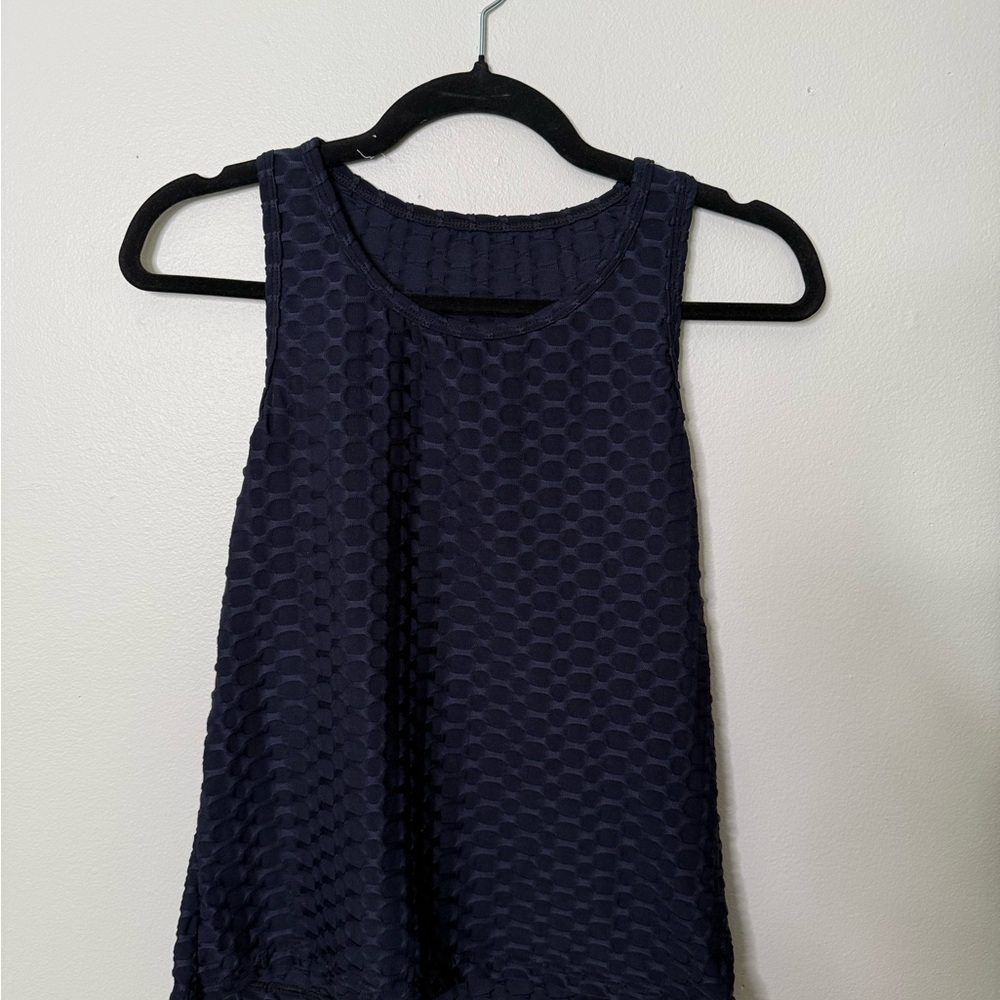 Navy Sleeveless Textured Women's Workout Top